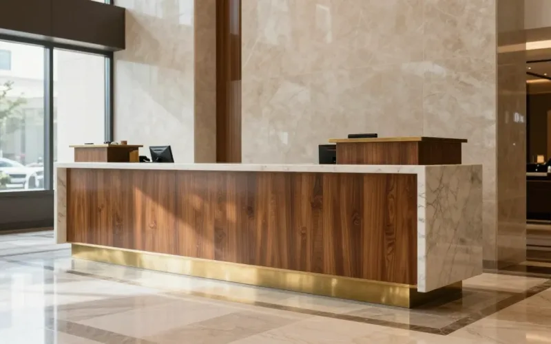 Minh họa: Reception là gì bộ phận lễ tân tiền sảnh chịu trách nhiệm check-in và hỗ trợ khách lưu trú